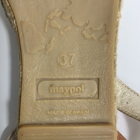 Anthropologie Maypol Sandals Gold-tone Peep-toe Espadrille Spain 37 - Picture 7 of 12